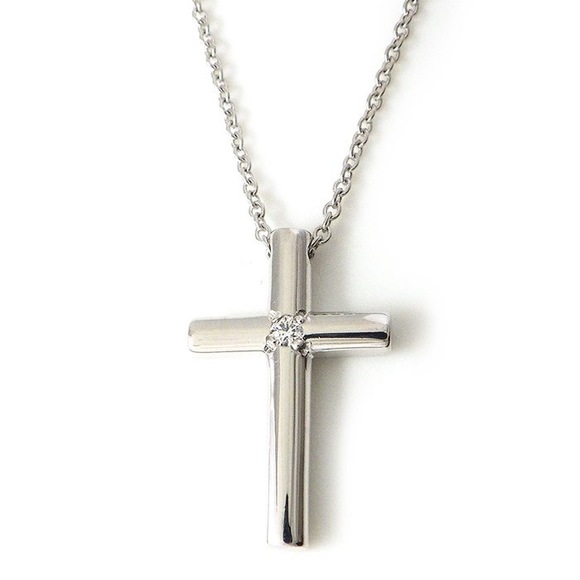 Tiffany Jewelry - Tiffany Cross Diamond Necklace White Gold
